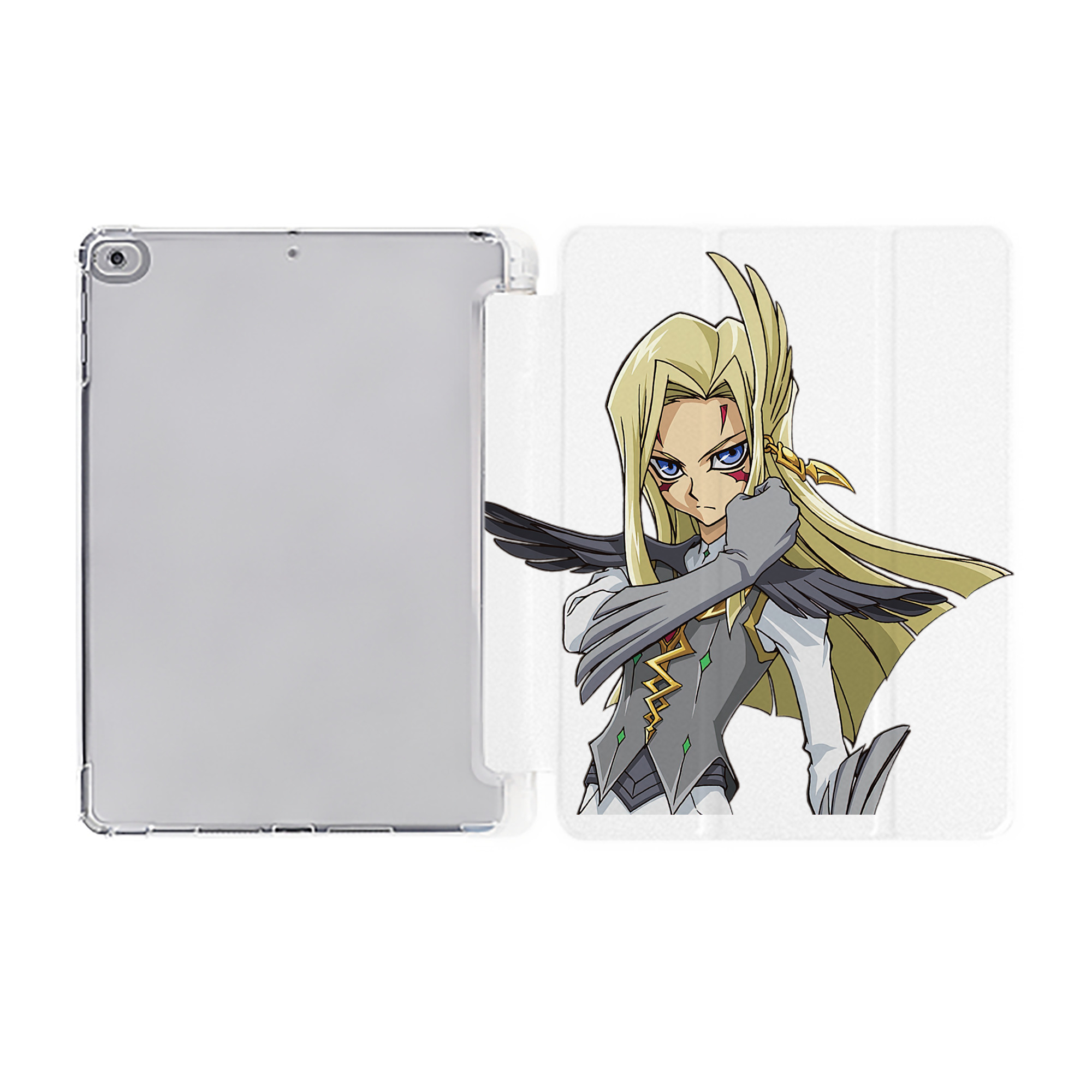 （画像用） 遊☆戯☆王 Yu-Gi-Oh! IPad ケース ペン収納付き 三つ折りスタンド PUレザー×シリコン 対応機種9.5/10.5/10.9インチ